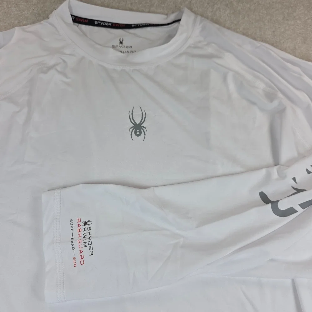 Spyder Swim Rash Guard T-Shirt Mens XL White UPF 30+ Surf Sun Long Sleeve NWT